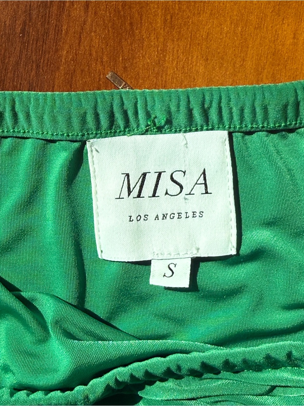 Misa Los Angeles Emerald Green Side-Ruched Maxi Skirt bandeau set - Picture 4 of 10